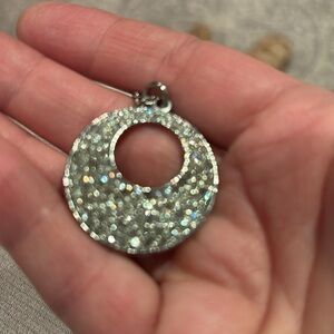 Sparkling Silver Open Circle Necklace